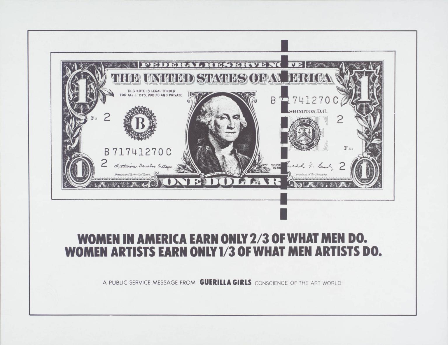 Guerilla Girls (1985–), Women In America Earn Only 2/3 Of What Men Do, 1985