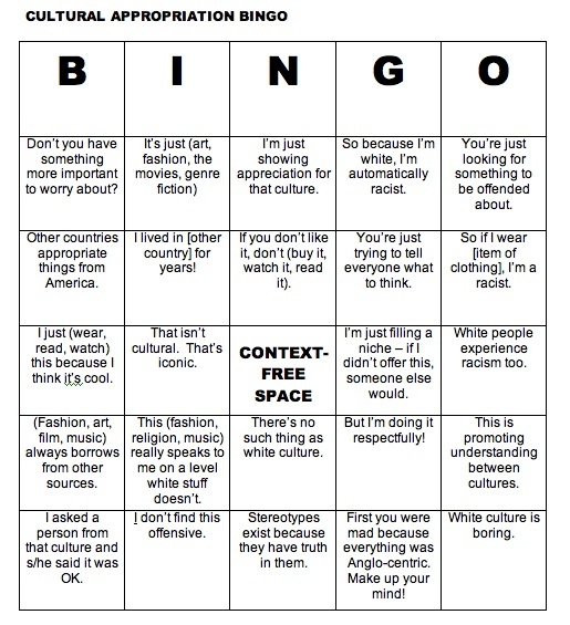 Dr. Sheila Addison, Cultural Appropriation Bingo